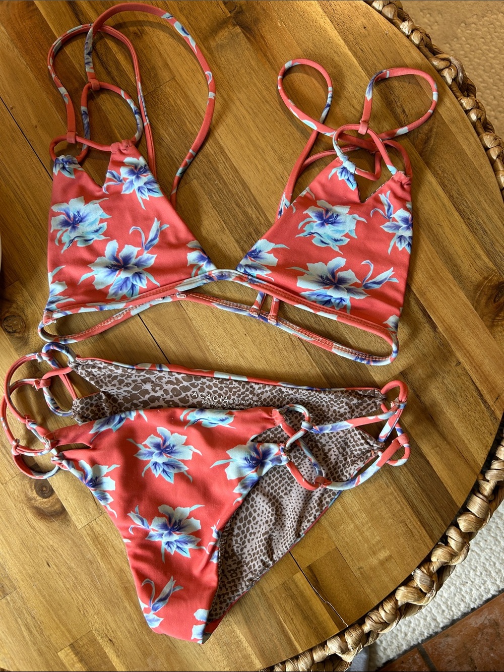 ACACIA swim - vintage Floral Coral Two-Piece Swim Set